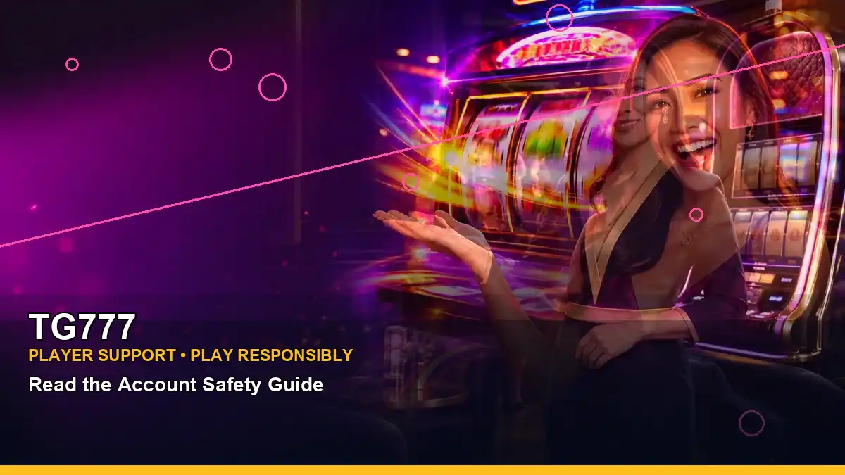 Wide party-themed Crazy 777 artwork with reminders to verify game availability, rules, and play limits
