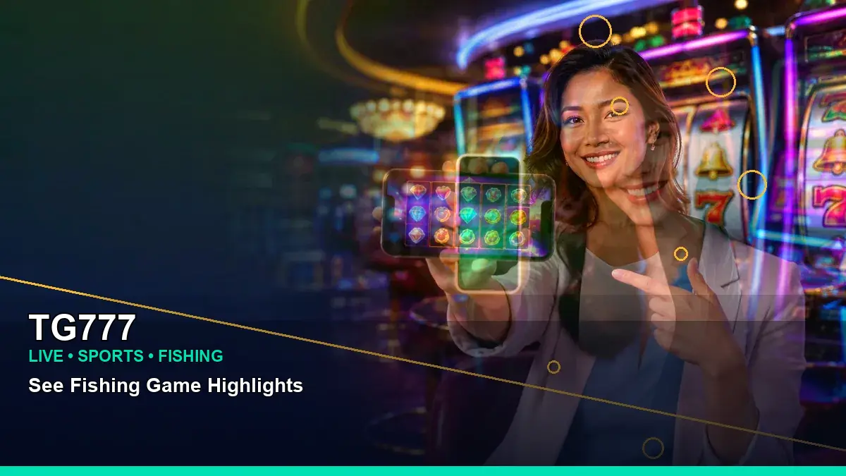 TG777 Fishing e lu fa information concept for Philippine players, showing a wide-action golden slot-game scene without implying a guaranteed jackpot